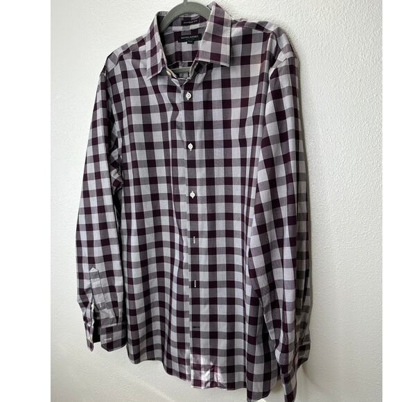 Banana Republic Men's Camden Fit Purple & White Plaid Button Shirt XL - Picture 3 of 14